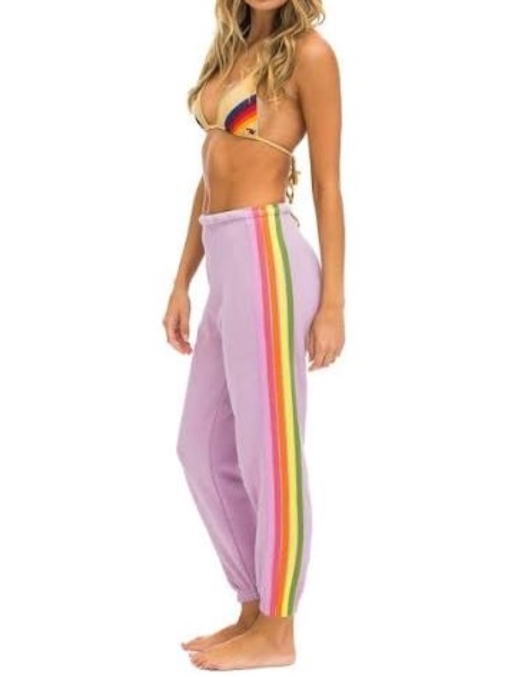Aviator Nation Light Purple/Mauve 5-Stripe Sweatpants unisex size small